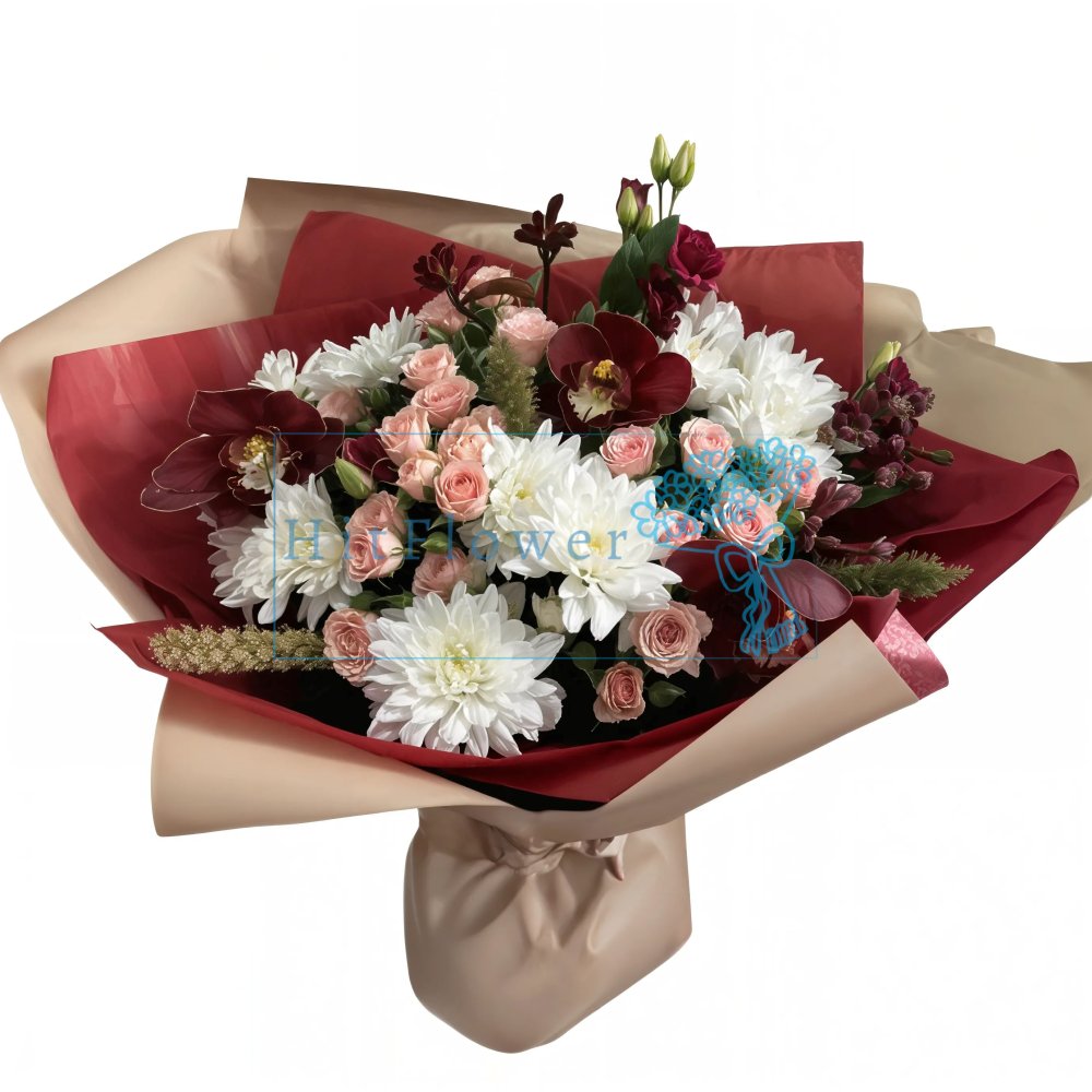 Букет цветов Роскошный Букет цветов из: Хризантемы, Орхидеи и Розы